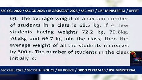 #147 Ques:- The average weight of a certain number...See Full Question in description box. ||AMAD||