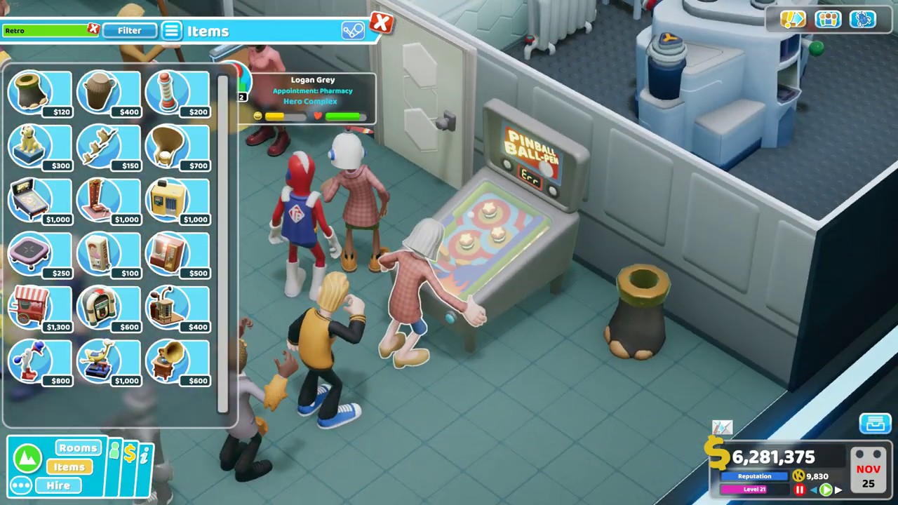 Aldelo Foundation in Two Point Hospital Playthrough 92 - Retro Items Pack DLC Review *