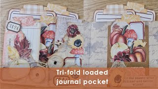 Tri-fold loaded pocket: 2 in 1 ephemera holder and journal space