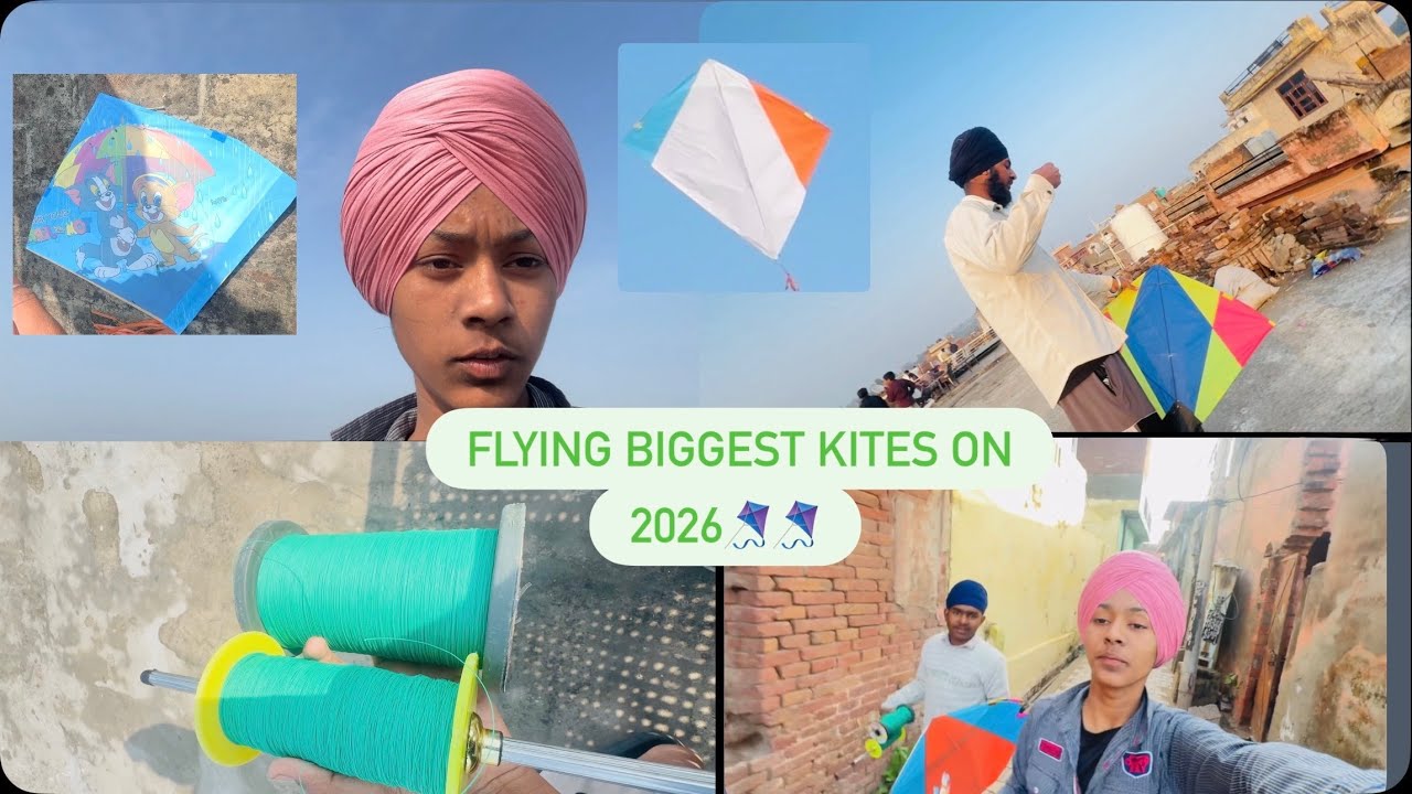 Flying biggest kites on 2026 | patang ki video #like #vlog #kite 🪁🪁