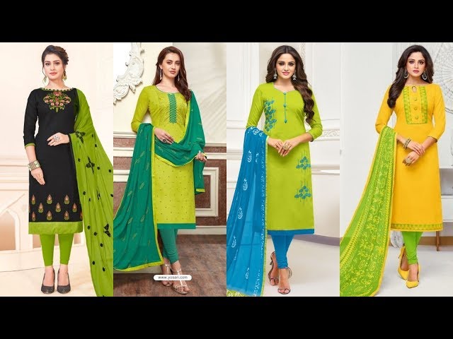 Parrot Colour Combination Suit | Parrot colour Suit Contrast Dupatta |  Mehandi Colour Suit - YouTube