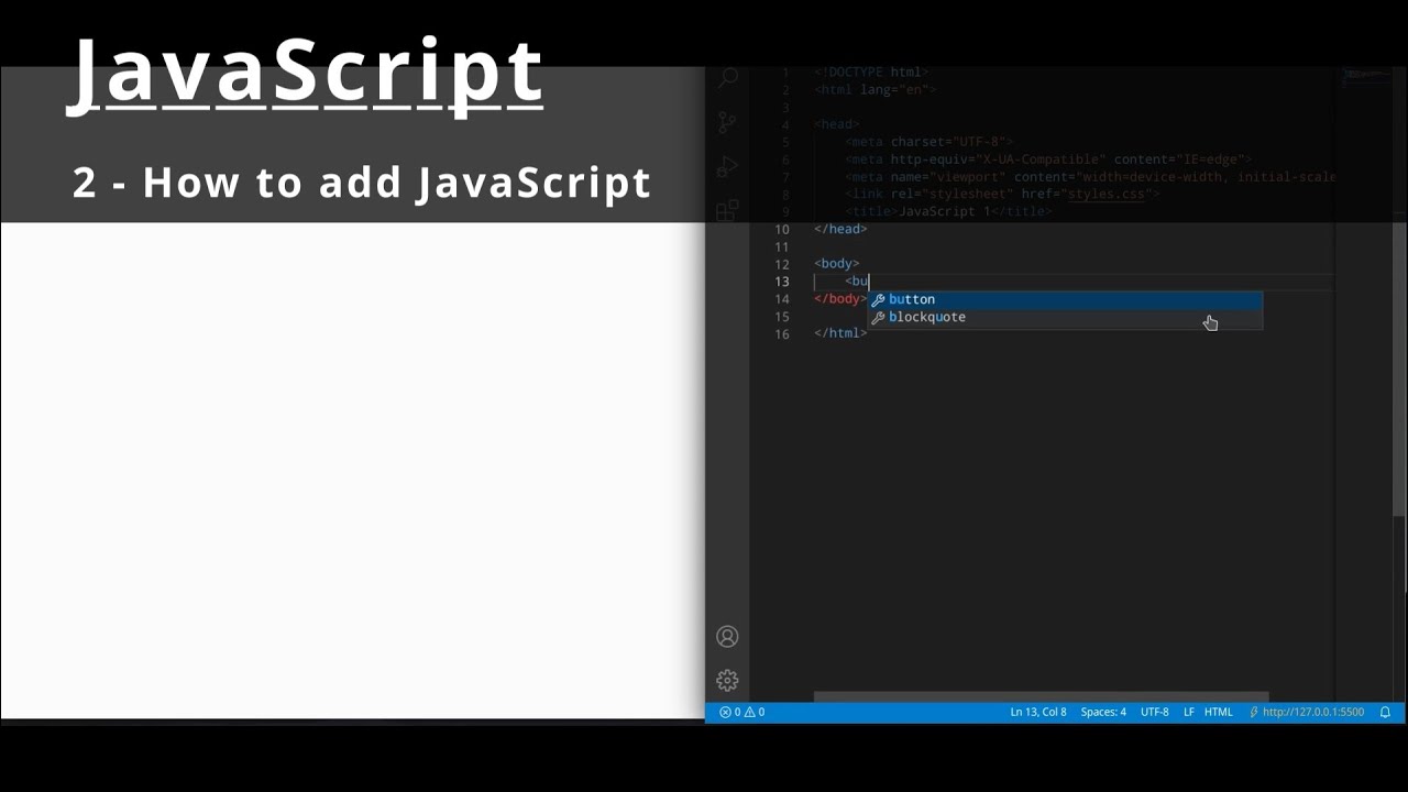 JavaScript 2 🧬 How to add JavaScript - YouTube