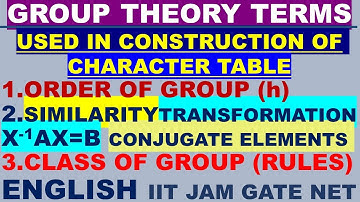 (ENGLISH) GROUP THEORY TERMS USED IN CHARACTER TABLE ORDER SIMILARITY TRANSFORMATION  CONJUGATE