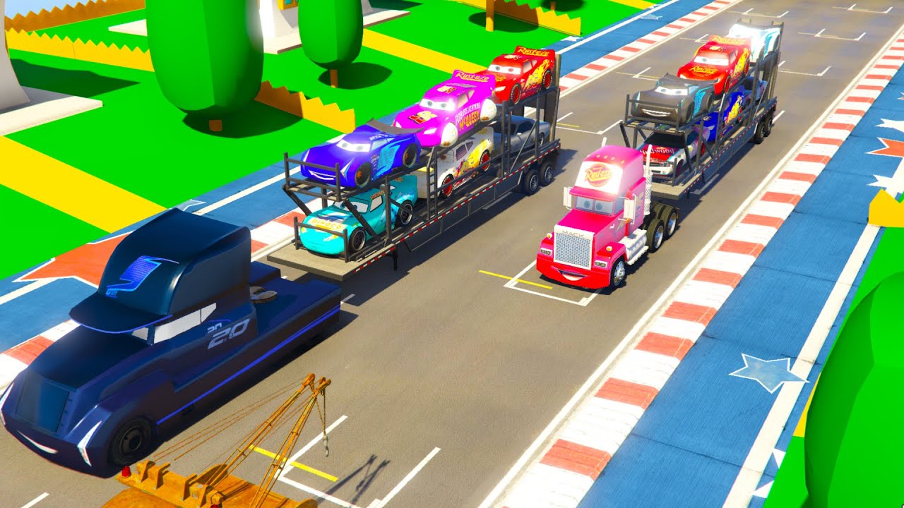 Disney Pixar Monster truck Cars Falling into Deep River Water Mack