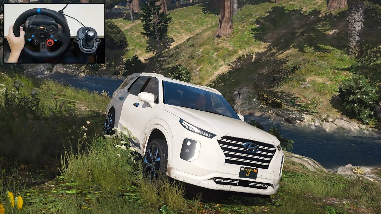 Hyundai Palisade Realistic Offroading GTA 5 with Steering Wheel