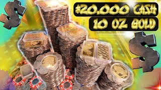 $20,000 Tower Ending!! Most Gold EVER!! High Limit Coin Pusher ASMR..