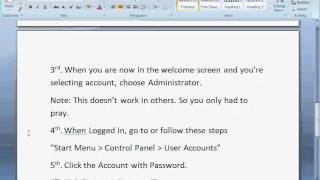 Removing Password Without Logging In ( Works in Windows XP)