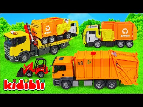 Abschleppwagen rettet kaputten Müllwagen für Kinder 🚚 DIY Recycling-Spielzeug Lernvideo | Kidibli
