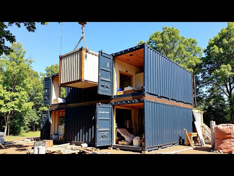 Man Builds Double Container House With Amazing Flavor Full Build (by ‪‪@mlgkontejneri3283‬)