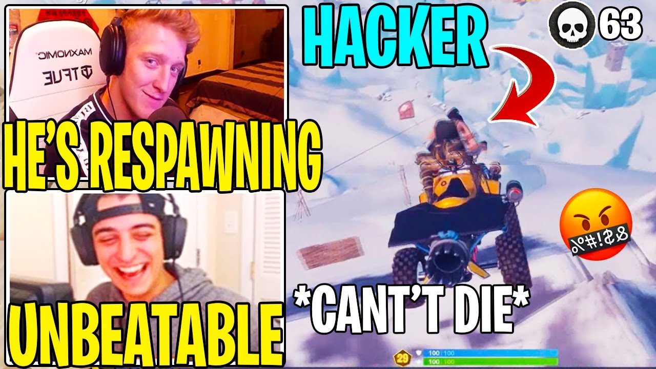 Tfue & Cloak Get Killed by RESPAWNING *HACKER* Using Aimbot, Fly Hack that Kept Stream Sniping Him!!