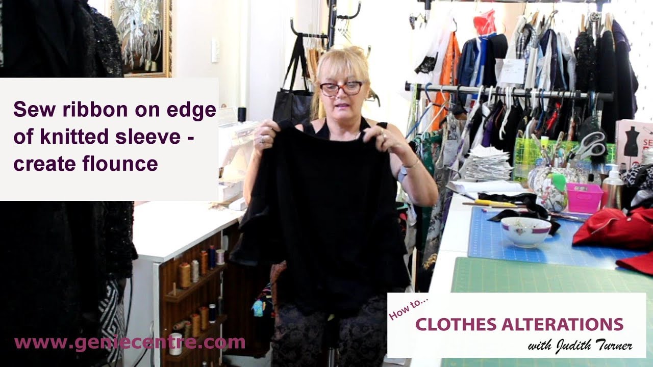 Sewing Edge Ribbon Sew ribbon onto edge of knitted sleeve - YouTube