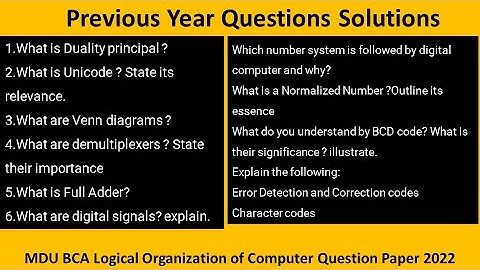 BCA Sem 1 LOC Question Paper 2022 Solved | Logical organization of computer | Previous year question