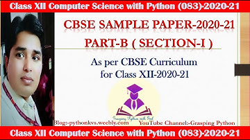 CBSE Sample Paper-2021 | Class 12 Computer Science-083 | Part B (Section-I) | Pattern Changed | KVS