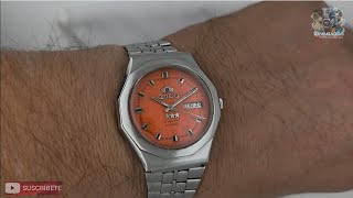 Reloj Orient Crystal Automatic Modelo-EM02-C0,Calibre 4694l de 21 Joyas,38mm.Dial Naranja.Circa.2016