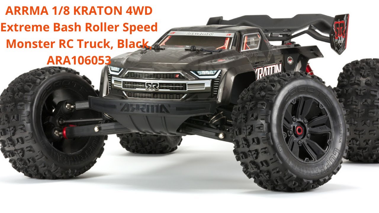 ARRMA 18 KRATON 4WD Extreme Bash Roller Speed Monster RC Truck, Black, ARA106053 