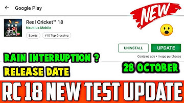 Real Cricket 18 Test Update | Release Date | Rain Interrupt Feature ?