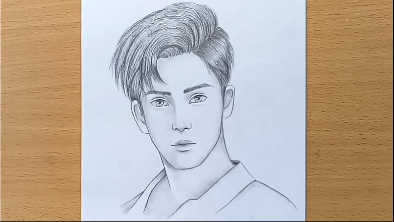 Boy face pencil sketch / How to draw a boy step by step - YouTube