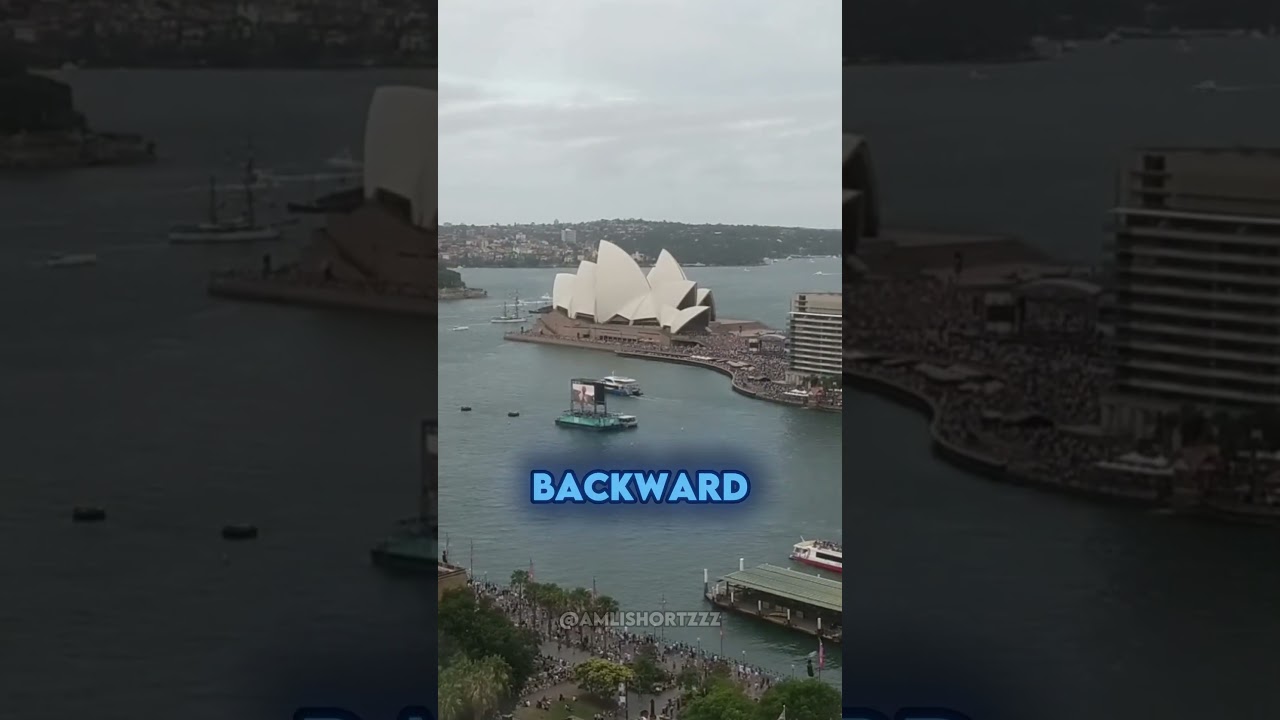 This Sydney building breaks physics... 🤯Wait for the end! #sydney   #opticalillusion  #shorts