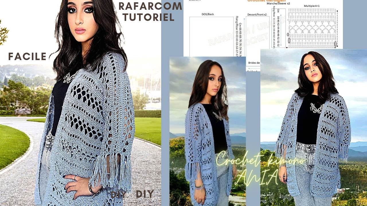 S droitiers crochet Kimono "Ania" avec schéma à imprimer YouTube