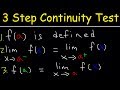 3 Step Continuity Test, Discontinuity, Piecewise Functions & Limits