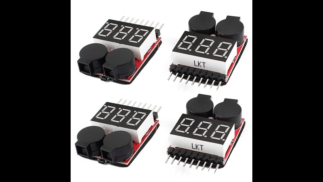 8S 2 in 1 Lipo Battery Low Voltage meter Test Buzzer Alarm 4Pcs YouTube