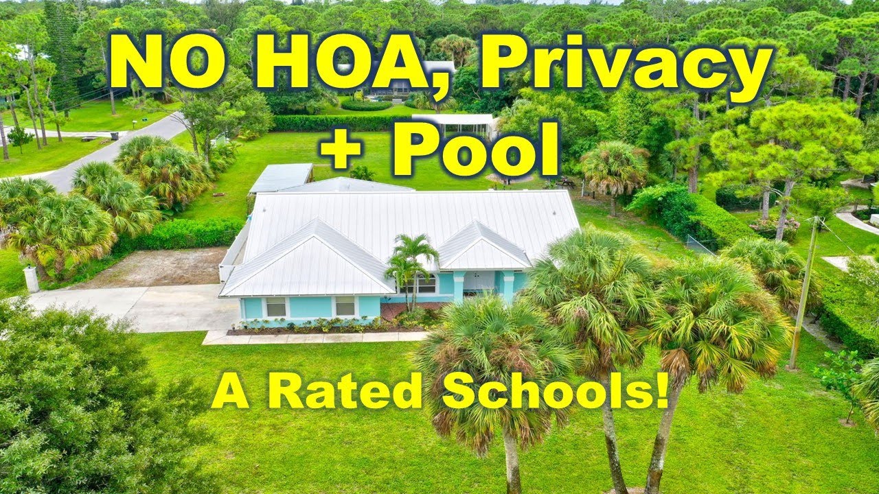 No HOA, Private Pool Home in Jupiter Florida, with A Rated school district.
