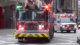 Chicago Fire Dept Truck 3 & Ambulance 42 Responing