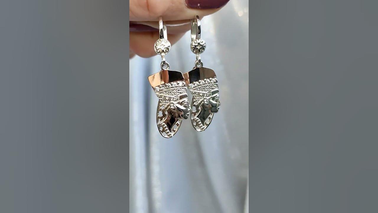 Нефертити серьги серебряные с золотыми пластинами - YouTube