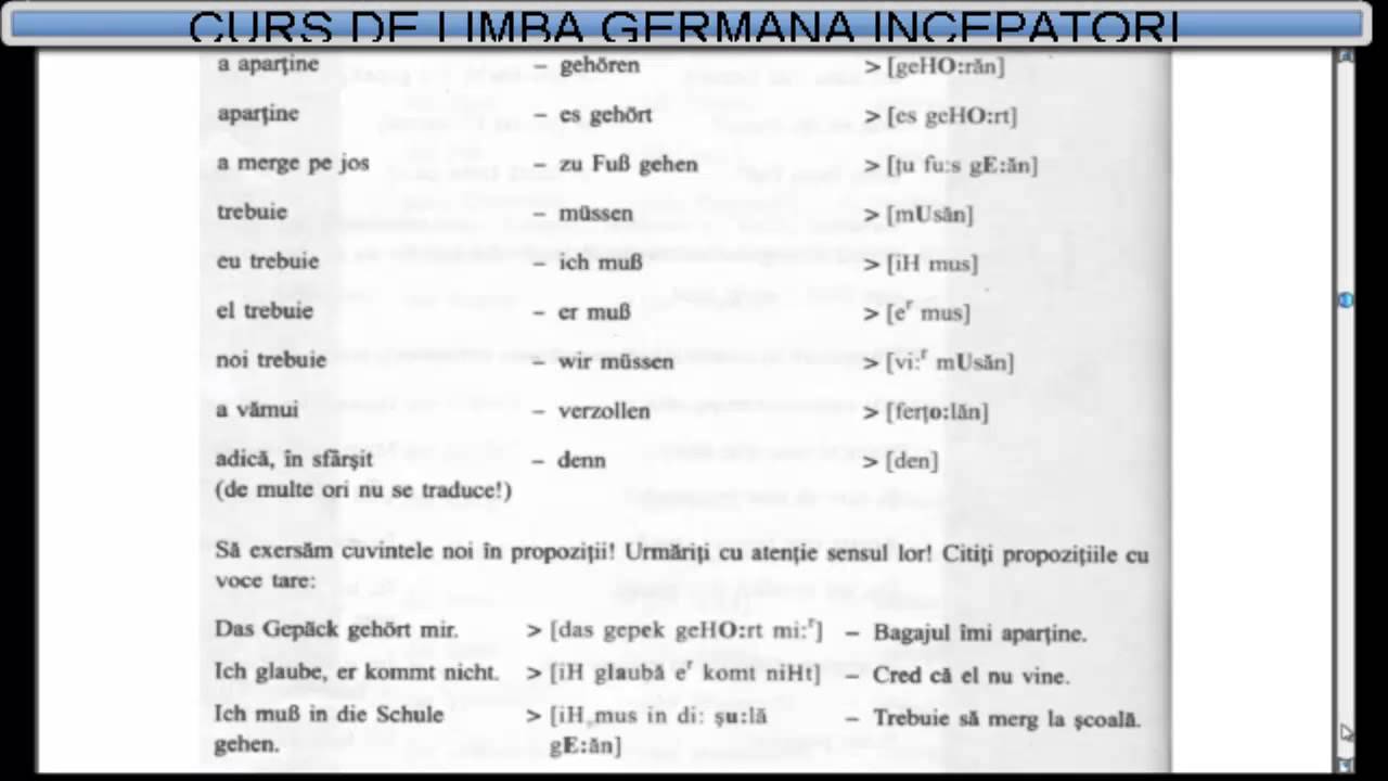 Curs De Limba Germana Incepatori Tema Dictionar Lectia 7 Youtube