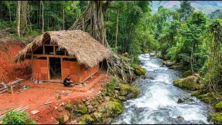 Timelapse : Building a Villa Inside the Forest with Primitive Tools Using Pebble &amp; Wood Architecture