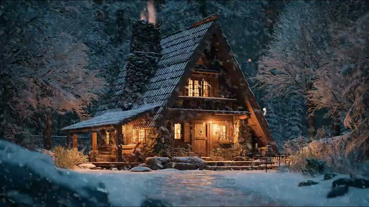 Peaceful Snowstorm Evening with Whispering Wind and Snowfall Sounds for Relaxation and Calm Focus