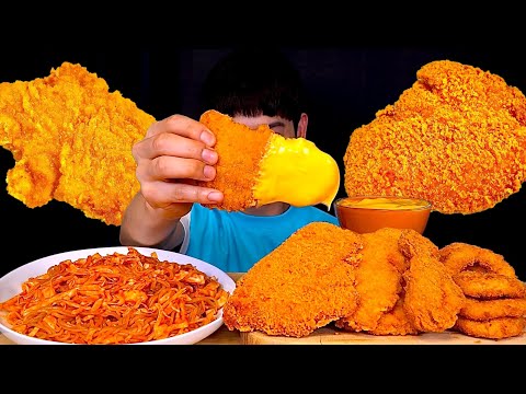 ASMR 바사삭 하바네로 지파이🥵매콤새콤 쫄면 오징어튀김 닭튀김 먹방~! Spicy Noodles With Fried Chicken Leg Meat 🧀 Sauce MuKbang