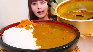 【大食い】作りすぎた牛すじカレーを最高においしいお米と食べる！！🍛🍛🍛