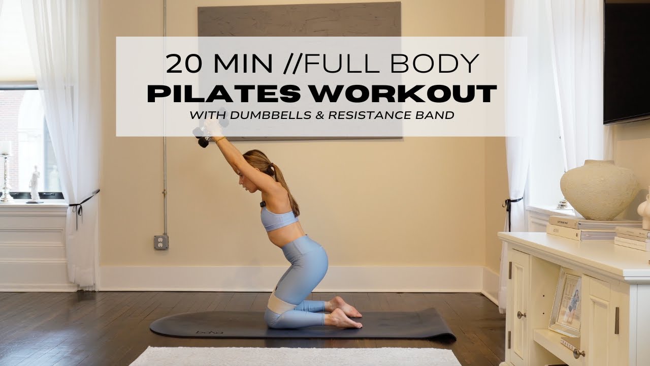 20 MIN FULL BODY PILATES AT HOME WORKOUT | WITH DUMBBELLS & BAND | full body home workout