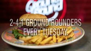 2-4-1 Burgers every Tuesday at The Ground Round!