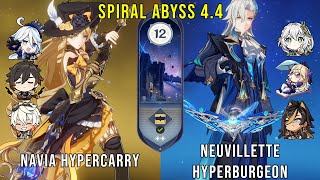 C0 Navia Hypercarry and C0 Neuvillette Hyperburgeon - Genshin Impact Abyss 4.4 - Floor 12 9 Stars
