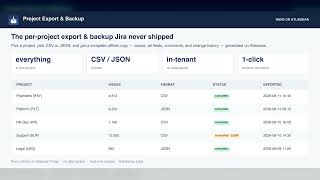 Project Export & Backup for Jira: export a whole project to CSV or JSON, then archive it