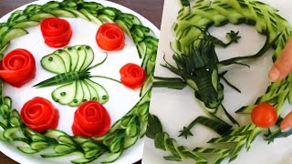 Caving Cucumber Dragon & Tomato Rose Platter Decoration Ideas Cutting Tricks