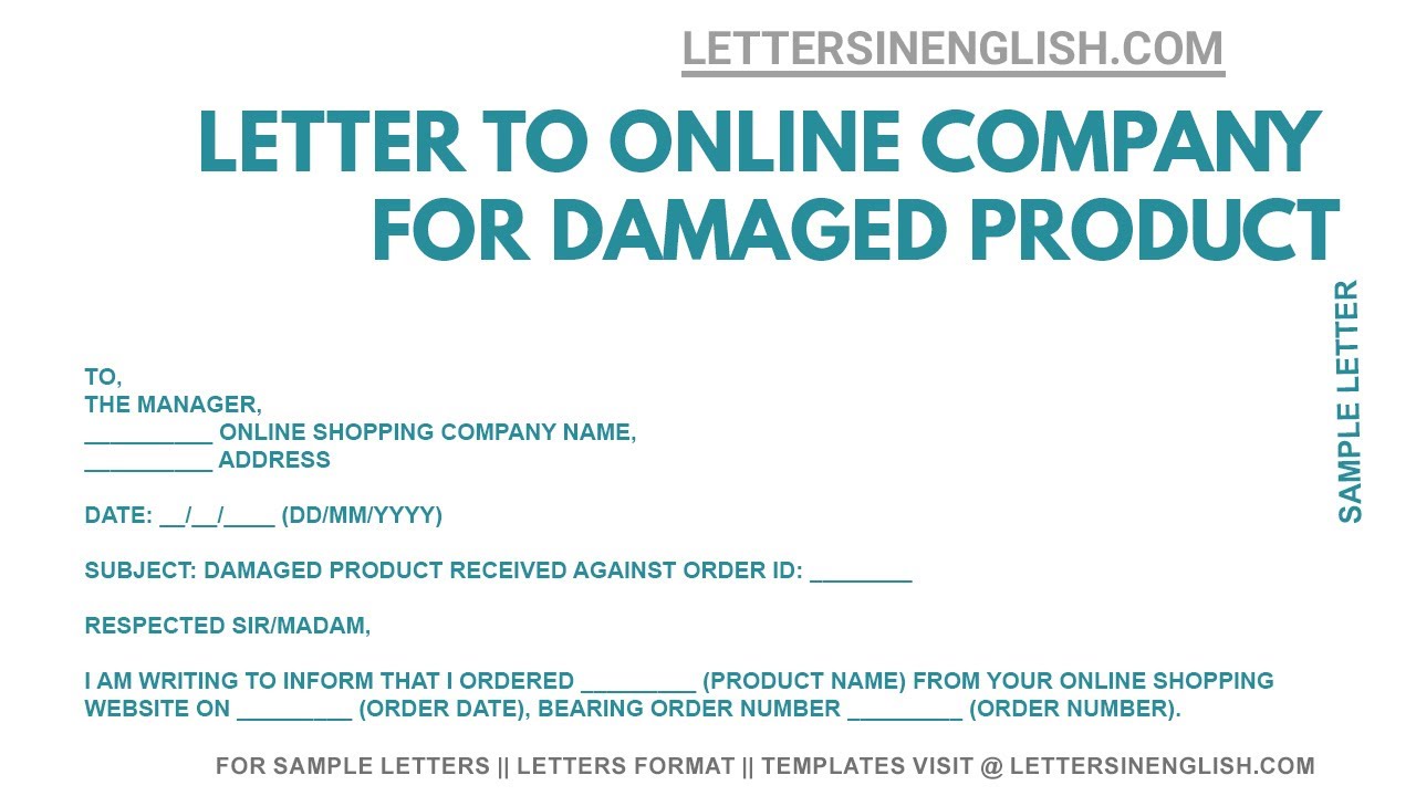 Complaint Letter To Online Shopping Regarding Damaged Goods | Letters In  English - Youtube