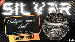 Antique Sugar Bowl Unique Embossed Design