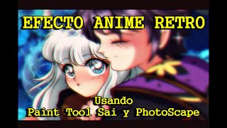TUTORIAL "EFECTO DE ANIME RETRO" ||USANDO PAINT TOOL SAI Y PHOTOSCAPE|| screenshot 5