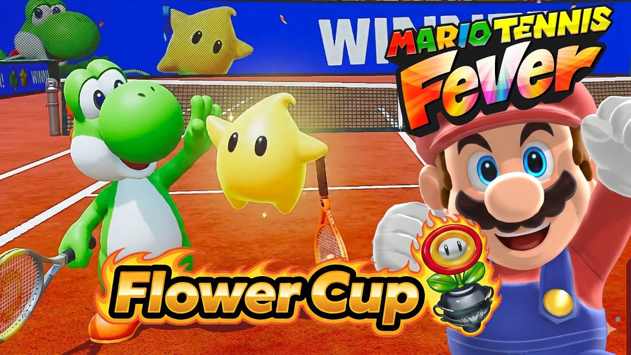 Mario Tennis Fever Yoshi & Luma - Flower Cup (Amp Racket & Fire Bar Racket)