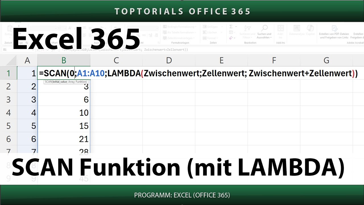 Funktion SCAN | Fortlaufende Berechnungen mit Zwischenwert | Excel 365 ...