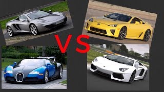 👍 PROVA Bugatti Veyron VS Lamborghini Aventador VS Lexus LFA VS McLaren MP4 12C - Head 2 Head 👍