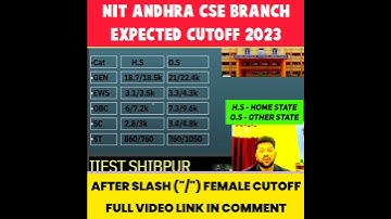 NIT ANDHRA CSE BRANCH | EXPECTED CUTOFF 2023 #shorts #josaa2023 #expectedcutoff