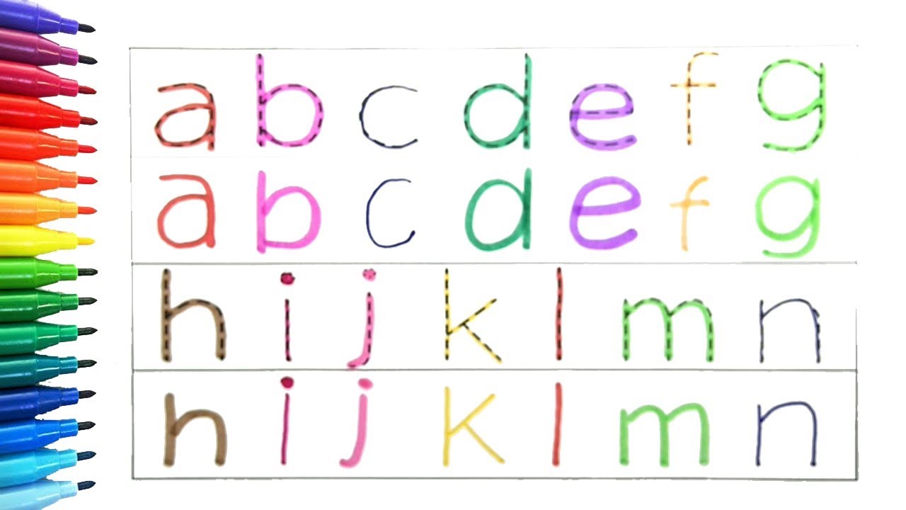Học tiếng Anh và tô nét chữ bằng bút màu từ A đến Z | Write Lowercase ...