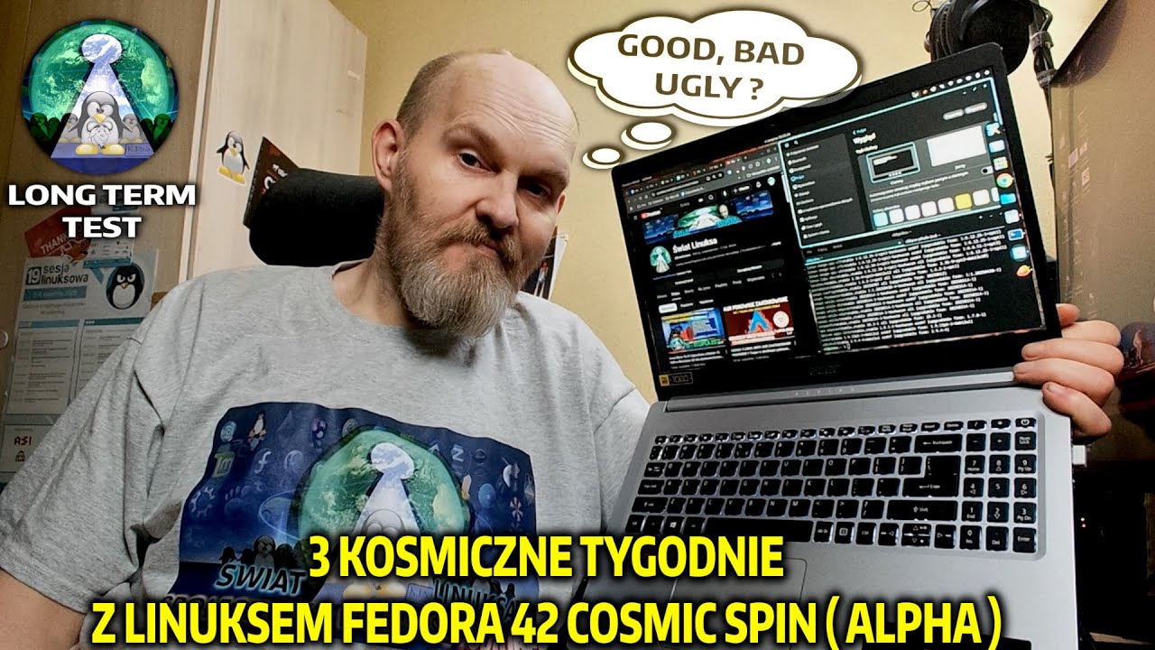 3 tygodnie z Linux Fedora 42 COSMIC Rust Epoch SPIN na laptopie Acer ...