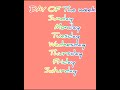 day's OF The week