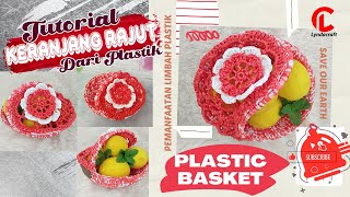 KERANJANG RAJUT DARI PLASTIK  CROCHET BASKET OUT OF RECYCLING PLASTIC BAG