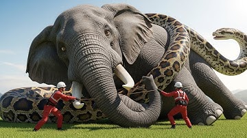 Heroic Rescue Team Saves Elephant from GIANT Python Attack 🐘🐍